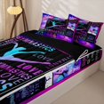 thumbnail image 3 of Homewish Gymnastics Zipper Twin Comforter Sets with Fitted Sheet and 2 Pillowcases For Girls,Gymnast Sport Zipper Bedding Set,Black Reversible,4-Piece, 3 of 7