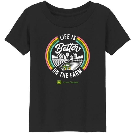 John Deere Toddler Girls Life is Better on The Farm Tshirt - Black