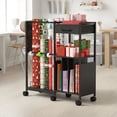 thumbnail image 4 of Advwin Gift Wrapping Paper Storage Cart with Drawer, Rolling Gift Wrap Station with Ribbon & Gift Bage Storage, Multi-purpose Craft Organizer Rack for Home, Office, School or Gift Shop, Black, 4 of 12