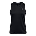 thumbnail image 2 of Camiseta sin mangas Under Armour Tech para mujer, color negro/blanco, talla S, 2 of 3