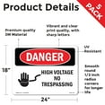 thumbnail image 2 of High Voltage No Trespassing OSHA Danger Vinyl Decal Label 24 Inch x 18 Inch - 5 Pack, 2 of 6