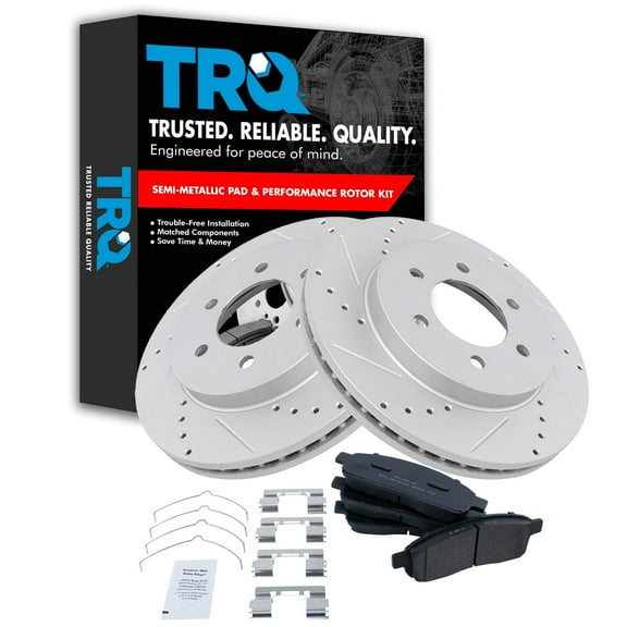 TRQ Front Performance Brake Pad & Rotor Kit Brake Pads Brake Rotors Set Semi-Metallic Premium G-Coated Fits Select 2004-2008 Ford F-150 2006-2008 Lincoln Mark LT
