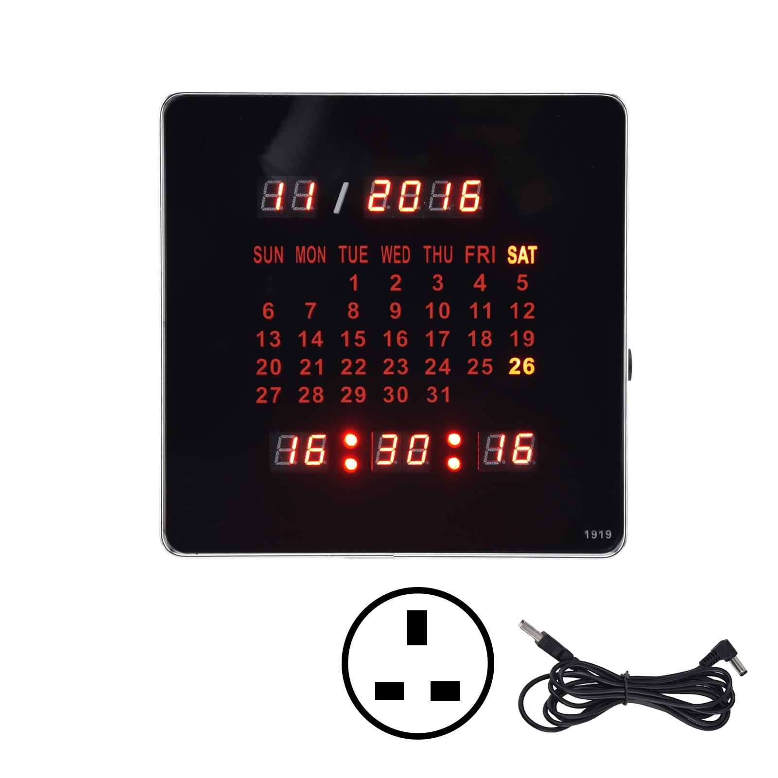 Domqga Digital Wall Clock, Digital Wall Calendar Double Hanging Aluminum  Alloy Precise Timing Power Off Memory For Dining Room - Walmart.com
