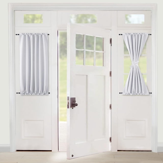 Cortinas de oscurecimiento de habitación para puertas francesas, cortinas térmicas y de privacidad, cortinas con bolsillo para barra con alzapaños, 25 x 40 pulgadas de largo, blanco, 2 panel