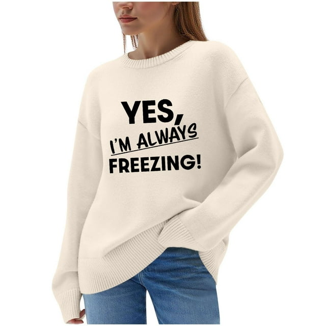 RXMEKW Chandail pour Femmes à Manches Longues à Col Rond Décontracté Blouse Haut Uni Imprimé avec Confort Toutes Saisons pour Usage Quotidien