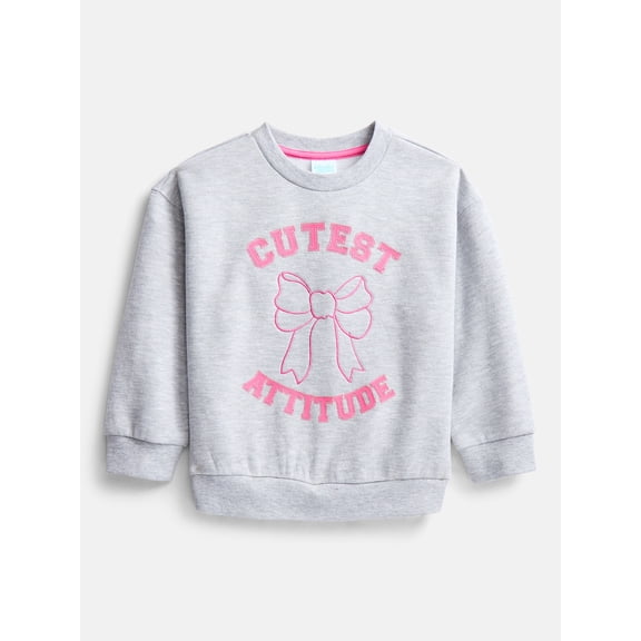 Wonder Nation Toddler Girls Graphic Crewneck Pullover with Long Sleeves, Sizes 12M-5T