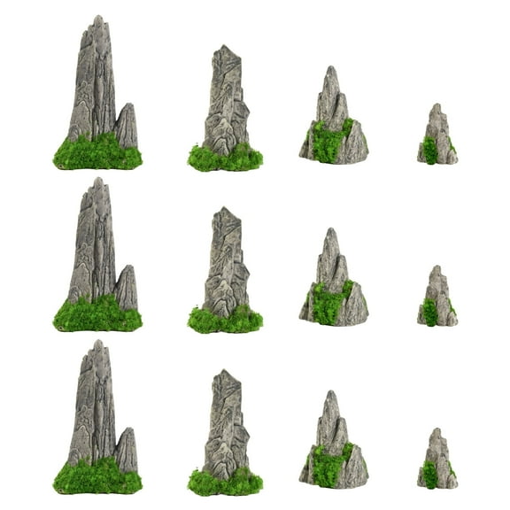 HUIANER 12Pcs Mini Resin Figurine Sculpture Mountain Shape Ornaments Resin Multi for Hobbyists