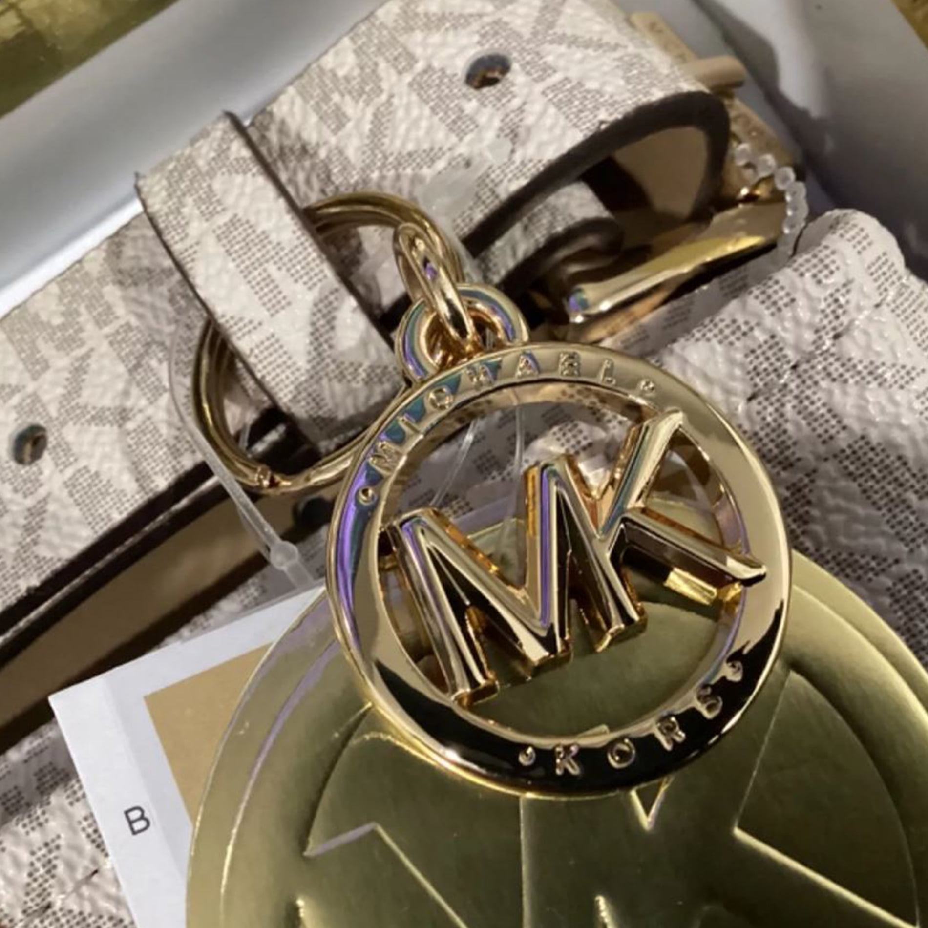 Michael Kors Cream Monogram Adjustable Belt Bag with Brown Stripe Michael Kors Signature Bag Belt Bag & Fanny Pack Brown Bags  main image 4