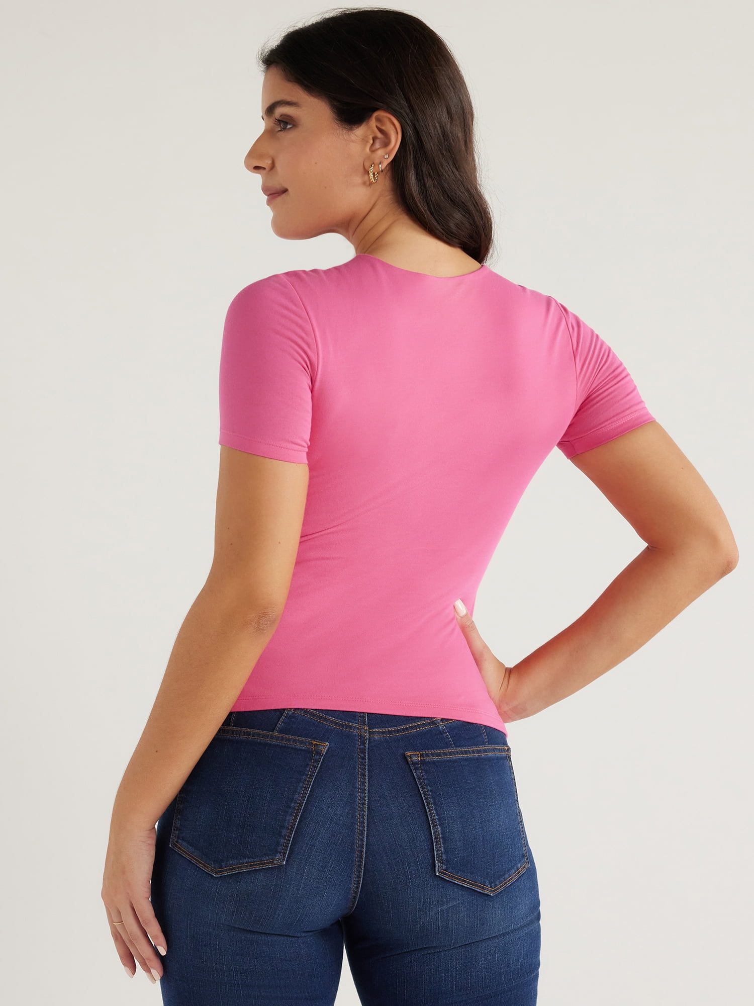 Sofia Jeans Women's High Neck Tee with Short Sleeves, Sizes XS-3XL