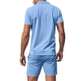 thumbnail image 3 of Awdenio Mens Summer Beach 2 Piece Outfits Casual Vacation Cotton Linen Matching Set Short Sleeve Shirt and Shorts, 3 of 6