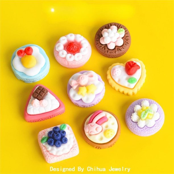 Bonitos dibujos animados de dulces, venta al por mayor, cabujones de resina Kawaii con parte posterior plana, dijes para fabricación de joyería, horquilla para el pelo DIY, funda para teléfono, juguet