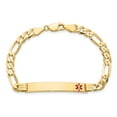thumbnail image 4 of 14k Yellow Gold Bracelet Medical Figaro 6.5 mm 7 in Red Enamel Flat Link ID, 4 of 4