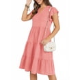 thumbnail image 4 of UVN Summer Dresses for Women Ruffle Sleeve V Neck Midi Dress Casual Beach Sundress with Pockets, 4 of 9