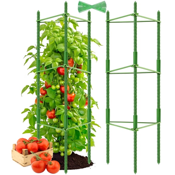 2-Pack Tomato Cage for Garden Plant Support- Up to 48inch Garden Stakes Tomato Cage, Tomato Trellis for Potted Plants, Tomato Cages Plant Stakes for Climbing Vegetables Plants Flowers
