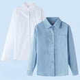 thumbnail image 4 of Ccpelsie Boys Shirts Long Sleeve Button Down Dress Shirt Casual Uniform with Pocket for School Vacation Holidays(A-White,12-13 Years), 4 of 5