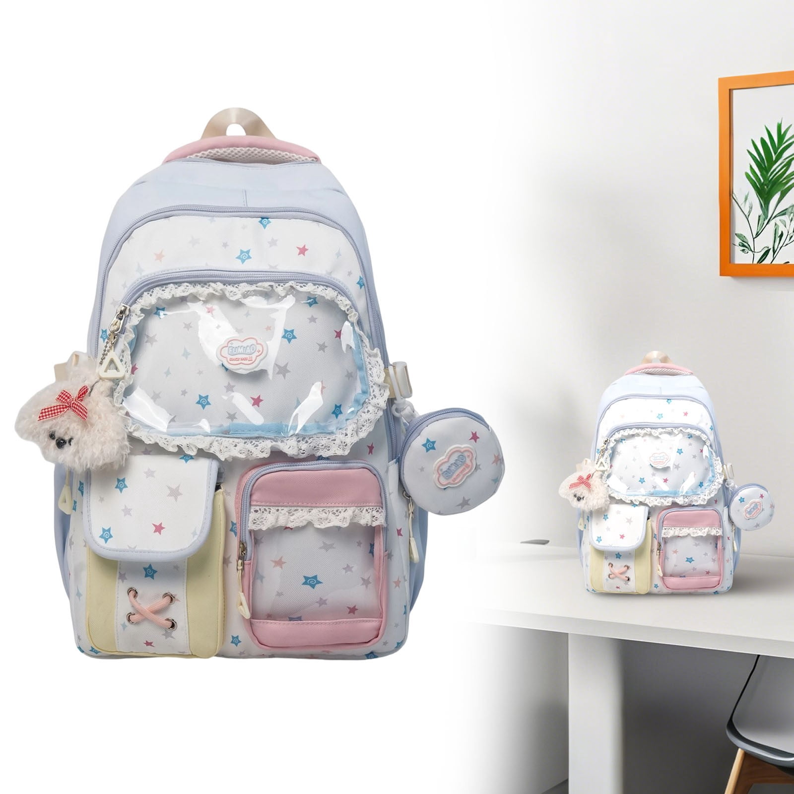 Solivara Kawaii Ita Backpack Cute Anime Style For Daily Commute And Light Travel (Blue,one size)