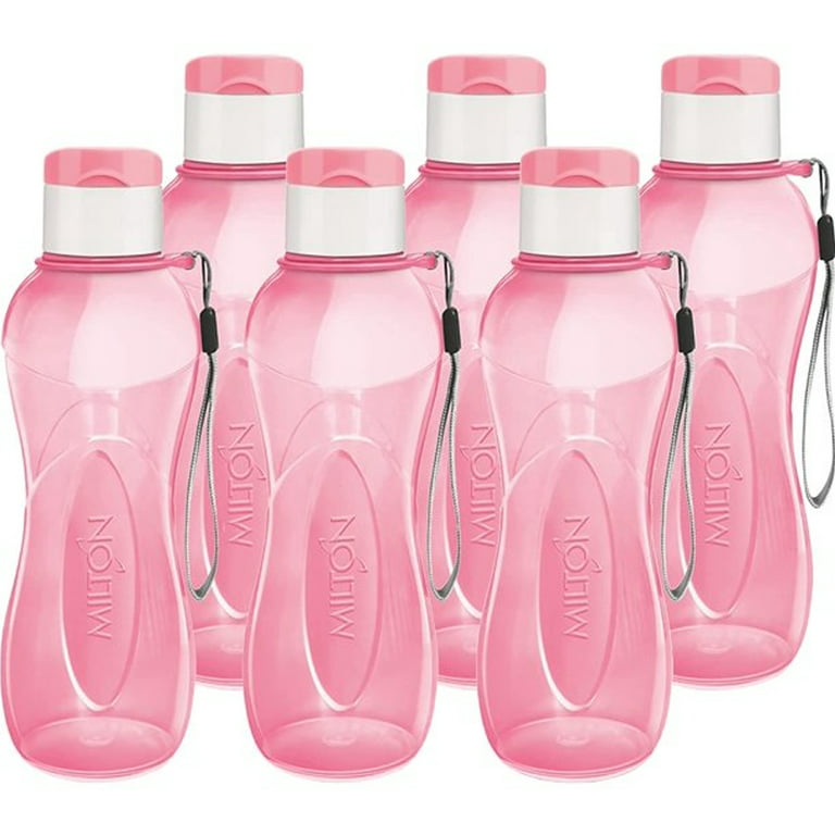 MILTON 6-Pc Reusable Water Bottles Bulk Pack 12 Oz Plastic Bottles