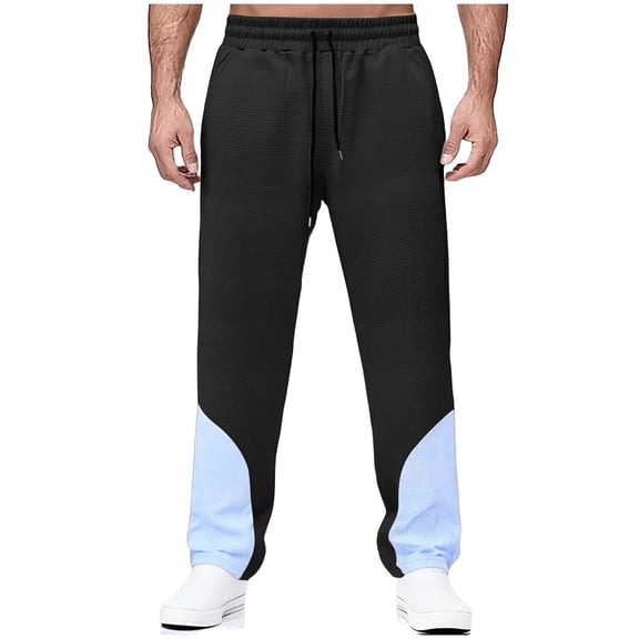 DJDLJWCJ Mens Sweatpants Adjustable Elastic Waist Straight Leg Baggy Pants Casual Outdoor Hiking Bottom Open Sweatpants Black 2XL