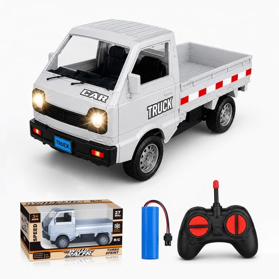 Funtogether Toys Remote Control Car Mini Pickup Truck RC Transport Truck with LED Lights