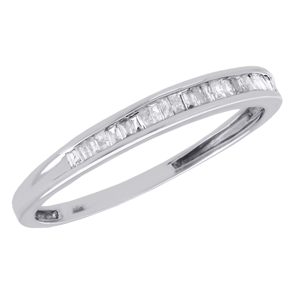 Jewelry For Less - 10K White Gold Baguette Diamond Wedding Band 1.85mm