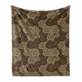 thumbnail image 1 of Brown and Ivory Soft Flannel Fleece Throw Blanket, Circles and Oval Triangle Shapes on Brown Toned Background, Cozy Plush for Indoor and Outdoor Use, 60" x 80", Dark Brown Brown, by Ambesonne, 1 of 6