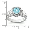 thumbnail image 2 of White Sterling Silver Ring Band Gemstone Swiss Blue Topaz Round Diamond, 2 of 2