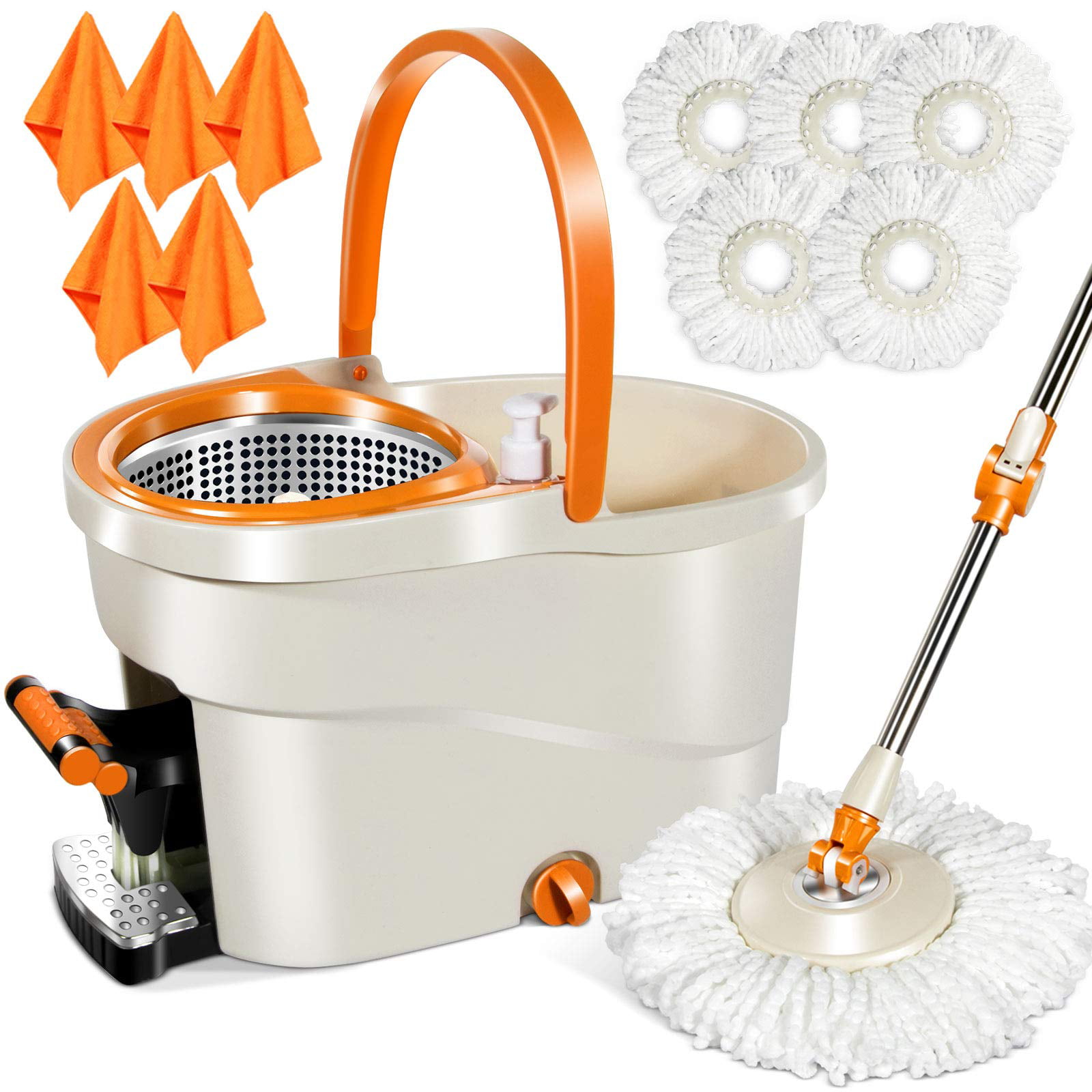 Details about   SPIN MOPS 360° SPINNING MOP & BUCKET HOME CLEANING & Free Wall Mount Pole Holder 