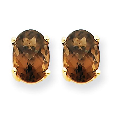 14k Yellow Gold Polished 7mm X 5mm Oval Shaped Smoky Quartz Earrings 14k Yellow Gold Polished 7mm X 5mm Oval Shaped Smoky Quartz Earrings