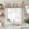 thumbnail image 2 of Colorful Tulips Valance Curtain for Windows Watercolors Flowers Butterfly Green Leaf Linen Texture Rod Pocket Curtain Valances Short Window Treatments for Kitchen Bathroom Laundry 60 x 18 Inch, 2 of 9
