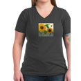 thumbnail image 1 of CafePress - Modern Vintage Sunflower T Shirt - Women's V-Neck Dark T-Shirt, 1 of 1