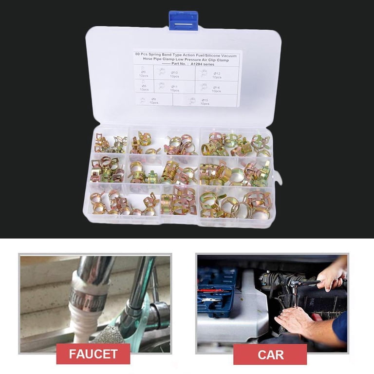 75 PCS Spring Clip Hose Clamp Assortment - 6mm To 10mm For Fuel Line, Vacuum, Air, Water Hose