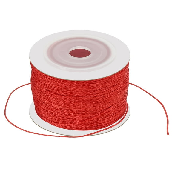 Uxcell 0.6 mm x 142 Yard Nylon Satin Cord 0.6 mm Beading String Braided Rope, Red