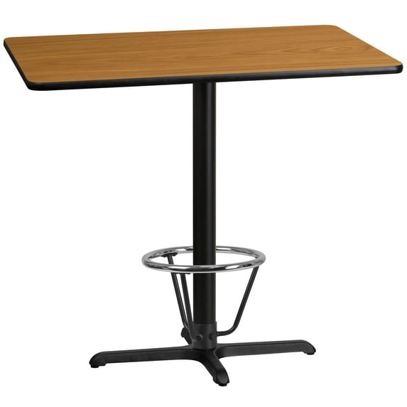 Emma + Oliver 30"x45" Natural Laminate Bar Table Top-23.5"x29.5" Base/Foot Ring