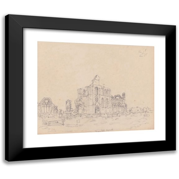 James Moore 14x12 Black Modern Framed Museum Art Print Titled - Elgin Cathedral, Scotland (1792)