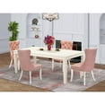 thumbnail image 2 of East West Furniture LGDA5-LWH-23 5 Piece Dining Room Set Contains a Rectangle Kitchen Table with Butterfly Leaf and 4 Upholstered Parson Chairs, 42x84 Inch, linen white, 2 of 6