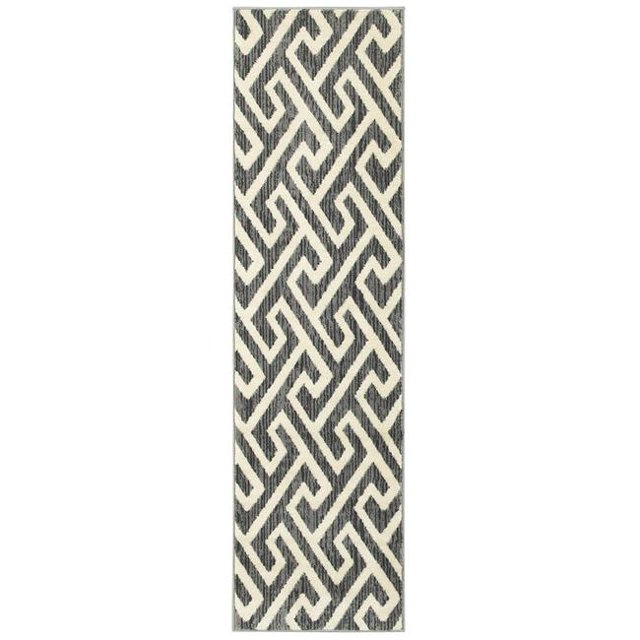 LR Resources GRAC281121GRY2175 2 ft. 1 in. x 7 ft. 5 in. Grace Rectangle Runner Rug, Gray