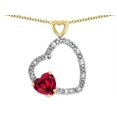 thumbnail image 2 of Star K� Double Open Heart Pendant Necklace with 6mm Created Ruby Stone, 2 of 9