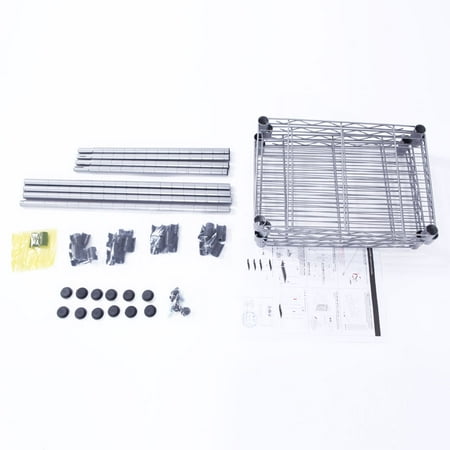 

Wilitto XM-207S Rectangle Carbon Steel Metal Assembly 4-Shelf Storage Rack Silver Gray