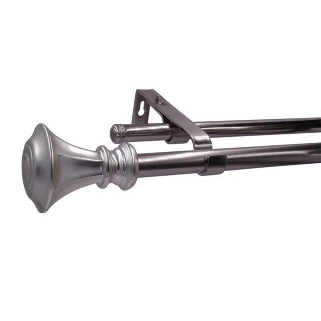 Legacy Home 32-1031-12BN Tringle à Rideau Double Réglable 36-72 Po avec Embouts Décoratifs, Nickel Brossé