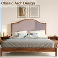 thumbnail image 3 of Merluxy Wooden Platform Queen Bed Frame with Upholstered Headboard Solid Wood Bed, No Box Spring Needed, Brown, 3 of 9