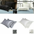 thumbnail image 2 of ODOMY 2pcs Solid Color Silk Satin Standard Pillow Case Cushion Cover Pillowcase Home Decor(No Filler， Only Pillowcase), 2 of 10