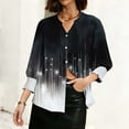 thumbnail image 3 of Pounoo Womens Floral Print Tops 3/4 Sleeve V Neck Button Up Relaxed Fit Blouses Breathable Office Casual Spring Summer Outfits Gift, 3 of 6
