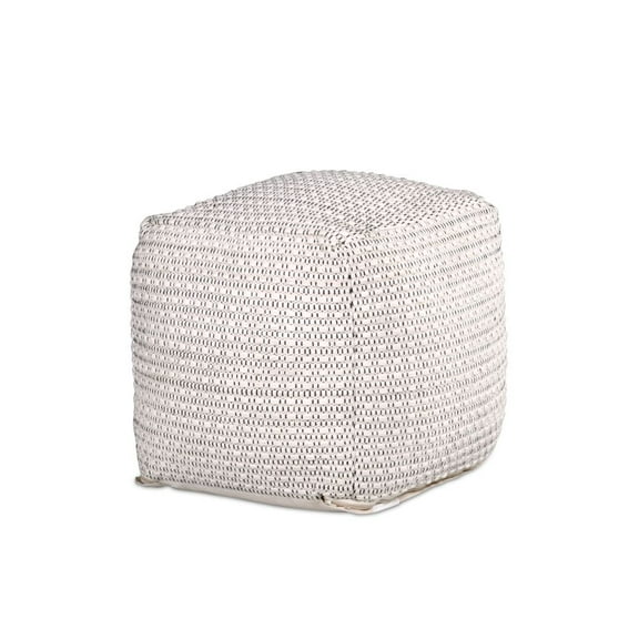 Hakim - Square Handwoven Woolen Pouf - White