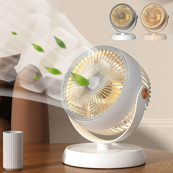 PALIFEUR Desk Fan, High Wind Power Air Circulating Fan, Lightweight Portable Fan for Bedroom Home Office, 5 Speed Settings with Night Light Adjustable Small Fan, 8 x 10 Inch