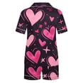 thumbnail image 4 of Goodtrade8 Womens Button up PJS 2 Pieces Short Sleeve Homewear Heart Print Casual Loungewear Pockets Summer Homewear PJS Pajamas Set for Women Shorts & Tops, 4 of 8