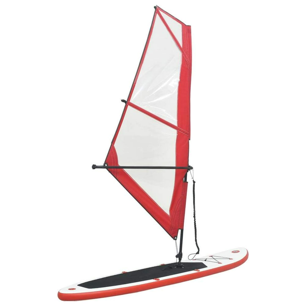 vidaXL Inflatable Stand Up Paddleboard w/sail Set Red and White/Blue
