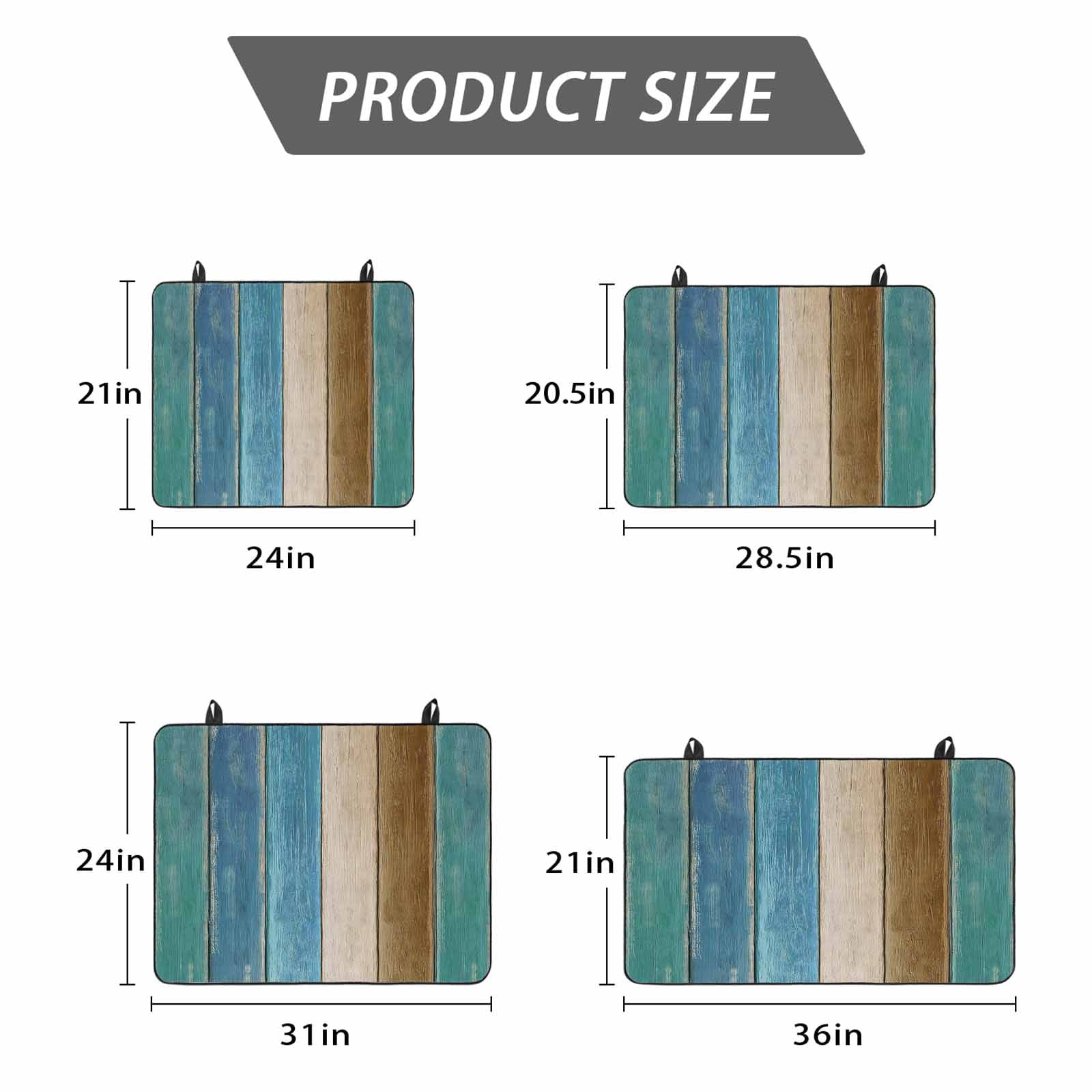 Teal Brown Blue Wooden Stove Top Cover for Electric Stove, Heat-proof & Non Slip Glass Top Stove Cover Protector, Farmhouse Vertical Striped Art Kitchen Flat Cooktop Rubber Mat 24x21 Inches