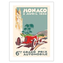 6th Monaco Grand Prix 1934 - Formula One - Vintage Car Racing Poster by Géo Ham (Georges Hamel) - Bamboo Fine Art 290gsm Paper Print (Unframed) 18x24in