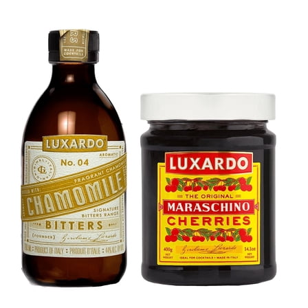 Luxardo Maraschino Cherry and Aromatic Bitters Variety Pack (Chamomile Bitter   Maraschino Cherry)