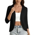thumbnail image 6 of LIaqionyy Cropped Cardigan for Womens Open Front Summer Lightweight Cover up Dresses 3/4 Sleeve Cardigans, 6 of 7